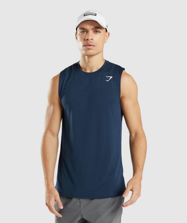 Panske Tricka Gymshark Arrival Sleeveless Námornícka Modrá | IS3428519